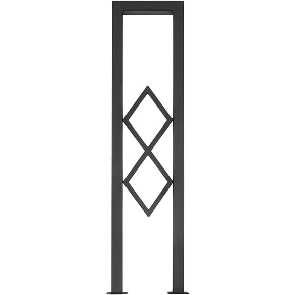 U-Shaped Stair Handrail, 2.8 FT Tall Black Hand Rails Decorative Railing for Indoor Stairs, Industrial Style Handrail with Diamond Pattern, for Indoor and Outdoor Steps