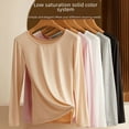 thumbnail image 3 of Ropa interior ajustada para mujer, ropa interior térmica de cuello redondo, ropa exterior de culturismo, camiseta de talla grande, ropa interior de otoño e invierno, 3 of 6