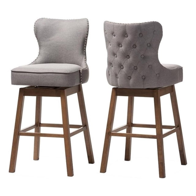 Hawthorne Collections Tabouret de Bar Pivotant en Tissu Moderne 30.51 Pouces Gris (Ensemble de 2)