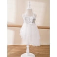 thumbnail image 3 of Vxuxlje Kids Girls' Sequined Ballet Tutu Dress Ballerina Gymnastic Dance Leotard Skirt Camisole Dance Ivory 4XL, 3 of 6