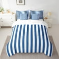 thumbnail image 3 of Feelyou Blue Abstract Teens Bedding Comforter Set 7pcs, Modern Geometric Lines King Bedding Sets, Farmhouse Ticking Stripes Reversible Bed Sheets, Luxury Bedroom Decor, 3pcs, 3 of 8