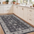 thumbnail image 6 of 4x6 Living Room Area Rugs: Washable Non-slip Boho Decorative Rugs For Bedroom Low Pile Neutral Small Carpet Kitchen Dining Non-shedding Floor Mat Office (4x6 Black), 6 of 8