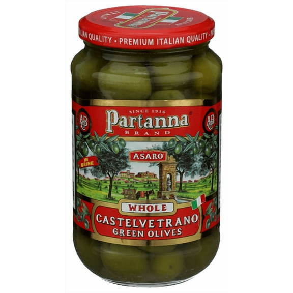 Partanna Castelvetrano Whole Olives 12 oz (Pack of 6)