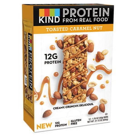 KIND Bars, Caramel Nut Protein Bar, Gluten free, 1.76 oz, 12 Snack Bars
