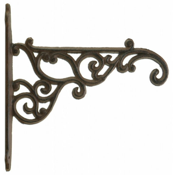 Decorative Ornate Victorian Cast Iron Plant Hanger Hook - Rust Brown 8.375" Long