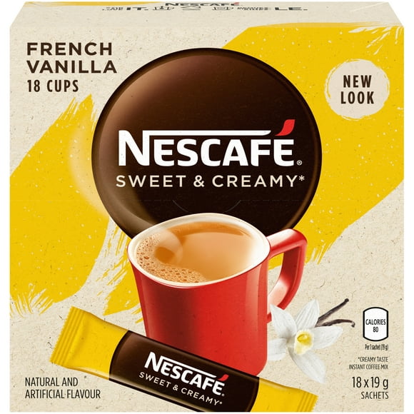 Café instantané NESCAFÉ Crémeux et sucré Vanille française Emb. de 18 (18 x 19 g) 18 x 19 G