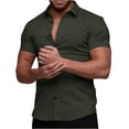thumbnail image 1 of Chemises pour Hommes Manches Courtes Hommes Décontracté Uni Coupe Ajustée Col Rabattu Bouton Chemise d'Affaires à Manches Courtes Chemises en Lin pour Hommes Manches Courtes Chemises pour Hommes Manches Courtes Décontracté, 1 of 10
