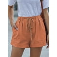 thumbnail image 5 of SHEWIN Women's Comfy Drawstring Elastic Waist Shorts Summer Casual Loose Mid Rise Sports Short Pants with Pockets Orange, 5 of 6