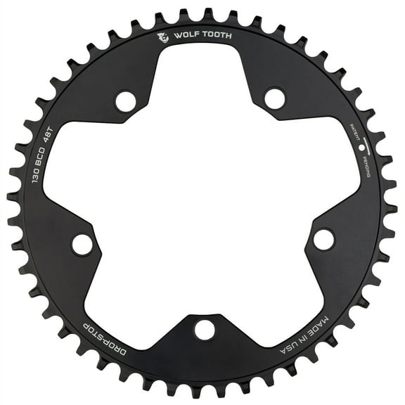 Wolf Tooth 130 BCD Road and Cyclocross Chainring 48t 130 BCD 5-Bolt Drop-Stop