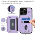 thumbnail image 4 of Decase For iPhone 15 Pro,Wallet Case PU Leather Shockproof Phone Shell Detachable Lanyard & Wrist Strap,Magnetic Buckle Back Cover Zipper Wallet Card Holder Pocket for Apple iPhone 15 Pro,Purple, 4 of 7