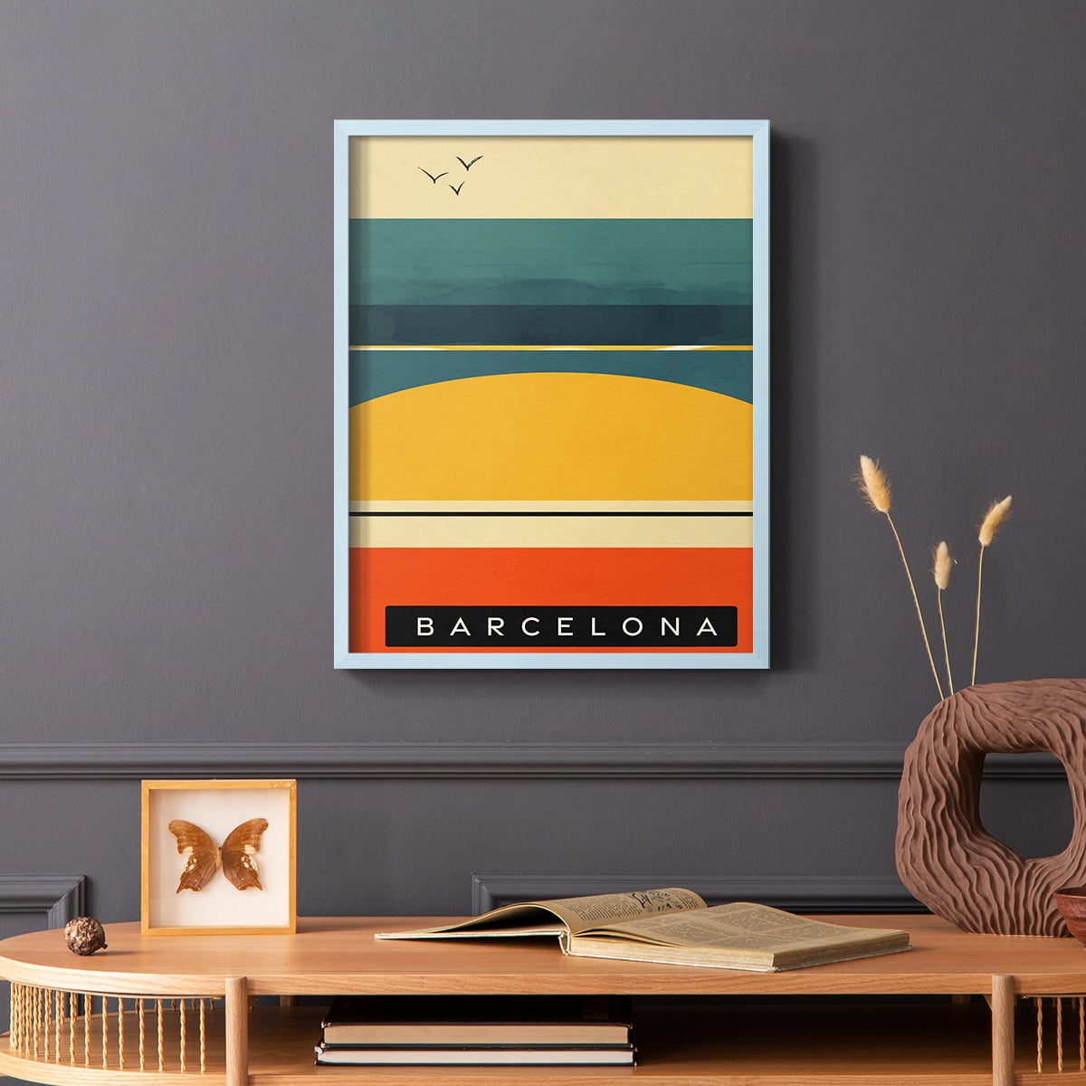 Summer Abroad II Framed Print in Blue Solid Wood Framed Print No Nail Hanging