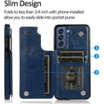 thumbnail image 2 of for Samsung Galaxy S21 FE (Not S21) Wallet Case with Card Holder, Minimalist Luxury PU Leather Magnetic Closure Kickstand Slim Hard Protective Case Cover for Samsung Galaxy S21 FE Blue-SK, 2 of 16