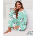 thumbnail image 5 of Women's Long Sleeve Sleepwear Soft Crew Neck Pyjama Set,Mint Green, 5 of 5