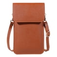 thumbnail image 1 of Bolsos cruzados pequeños para mujer, bolsos de cuero para teléfono móvil, cartera con cremallera, marrón, 1 of 5