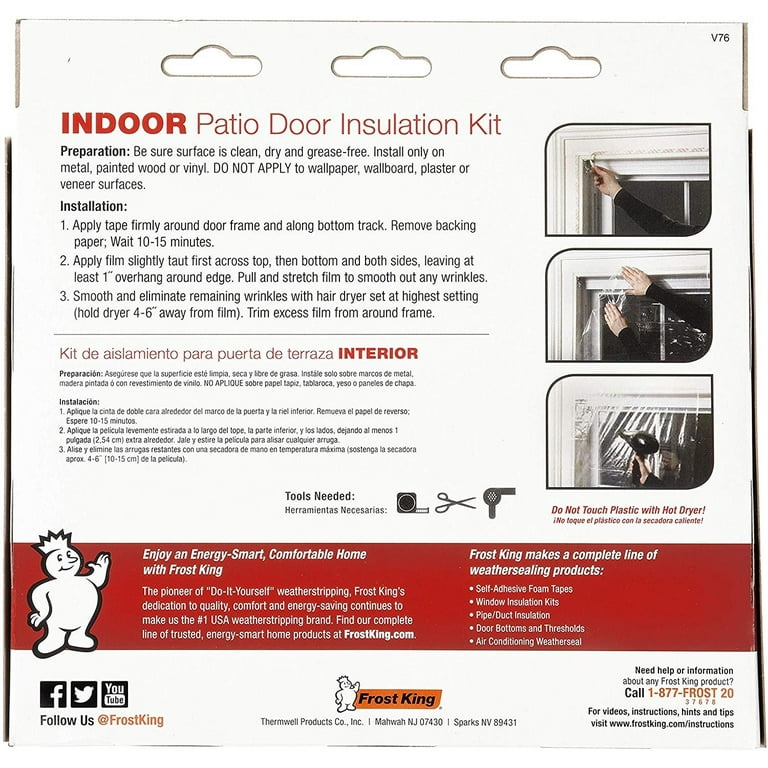 Frost King V76H Indoor Shrink Door Kit, 84in x 110in, Clear