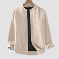thumbnail image 2 of Women Shirts Dressy Casual Solid Color Business Work Tops Button Down Crew Neck Summer Blouses Long Sleeve, 2 of 3