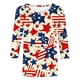 thumbnail image 5 of TaTaai Summer T Shirt for Women Independence Day Print 3/4 Sleeve Round Neck Casual Loose Fit Top Fashion Unstructured Print Soft Stretchy for Daily Outing Gift, 5 of 6