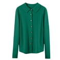 thumbnail image 4 of BYHONG Long Sleeve Shirts for Women Casual Button Down Plaid Shirts Green L, 4 of 4