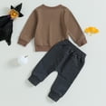 thumbnail image 4 of Okbabeha Fall Winter Toddler Baby Boys Clothes Cute Crewneck Sweatshirt Top and Casual Jogger Pants 2 Piece Halloween Outfits, 4 of 7