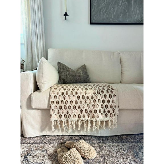 Handmade Throw Handblock print Throw Cotton Throw Blanket Sofa Décor Room Décor Tassels Hand Loomed Block Print Cotton Twin, Queen size