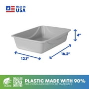Petmate Durable Open Top Entry Easy to Clean Cat Litter Pan Plastic Cat Litter Box, Medium, Gray