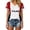 Z1White, variant on Womens England Graphic V Neck T Shirt Football Fan Match Day Stadium Style Flag Patch Contrast Panel Team Spirit Short Sleeve Tops