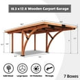 thumbnail image 3 of Beneouya 18.3x12.6x7.7ft Heavy-Duty Wood Carport with Steel Roof for Driveway Shelter, 3 of 9