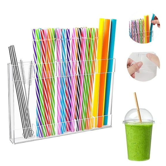 Acrylic straw holder for cabinet door