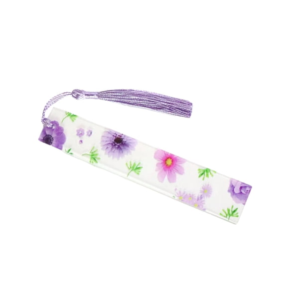 Matsuzay Marcapáginas de resina Flor seca hecha a mano con borla sedosa colorida Suministros de papelería Regla Marcador para regalo de niñas Suministros de escritura y corrección Tipo 6