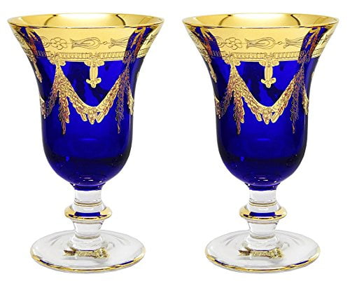 Interglass - Italy, Cobalt Blue Crystal Wine Goblets, Vintage Design ...