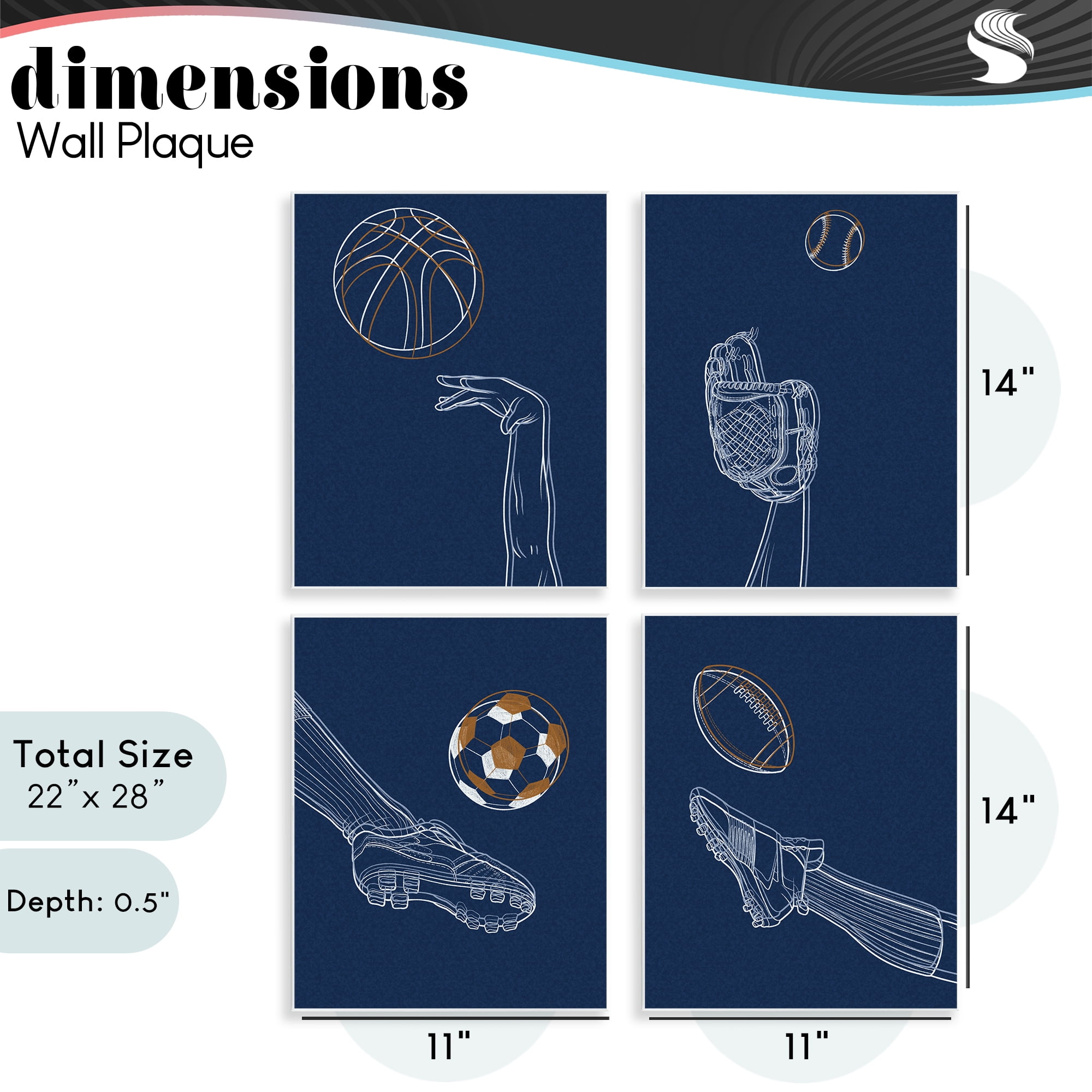 Stupell Industries Sports In Action Contour 4 Piece Wall Plaque Art Set, design by Marcus Prime