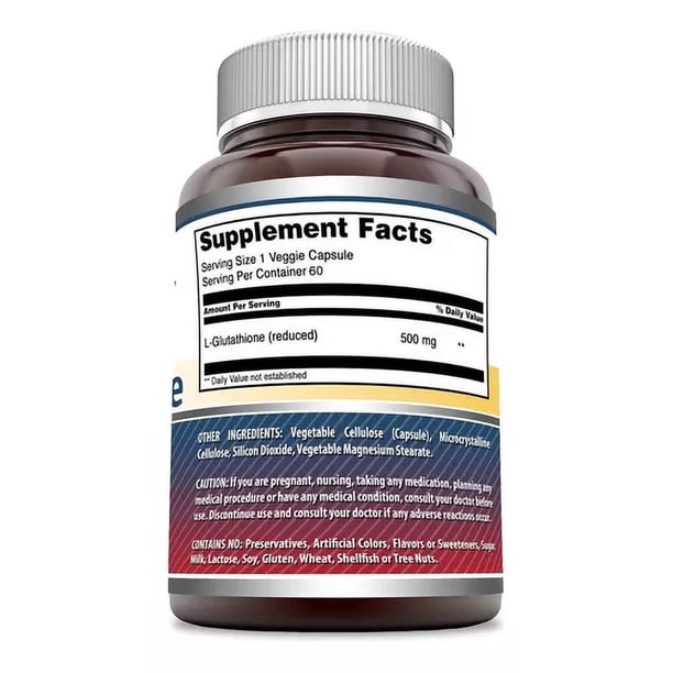 L-Glutathione Amazing Formulas 500 Mg 60 Veggie Capsules