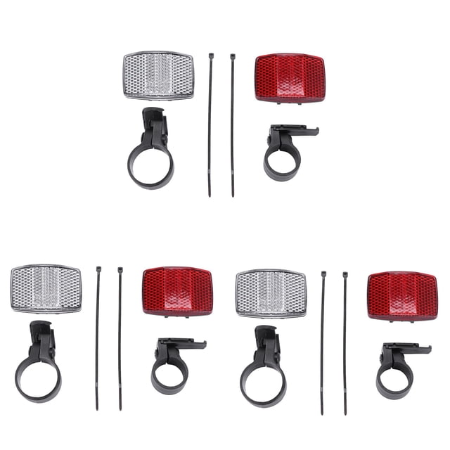 3 Pair Cycle Bicycle Bike Light Reflector Rear Front for Handlebar & Saddle Bar,3 Pair x Bike Light reflectors,red&silver