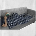 thumbnail image 6 of Indigo Soft Flannel Fleece Throw Blanket, Trellis Inspired Pattern Quatrefoil Circles Moroccan Style Tile Theme Image, Cozy Plush for Indoor and Outdoor Use, 50" x 70", Indigo and White, by Ambesonne, 6 of 6