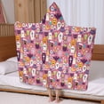 thumbnail image 5 of Halloween Cute Icons on Pink Pattern Hooded Bath Towel，60"x35" for Ages 3 To 12 Kids, Quick Dry Lightweight Soft Microfiber Hood Beach Towel Cover Up for Kids, 5 of 7