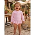 thumbnail image 6 of BemeyourBBs Toddler Baby Girl 2 Piece Swimsuit Set Infant Girls Bathing Suit Long Sleeve Rash Guard Swimwear Frill Mock Neck Eyelet Hollow Out Zipper Swiming Tops Bottoms Bikini Set Summer Beachwear, 6 of 8