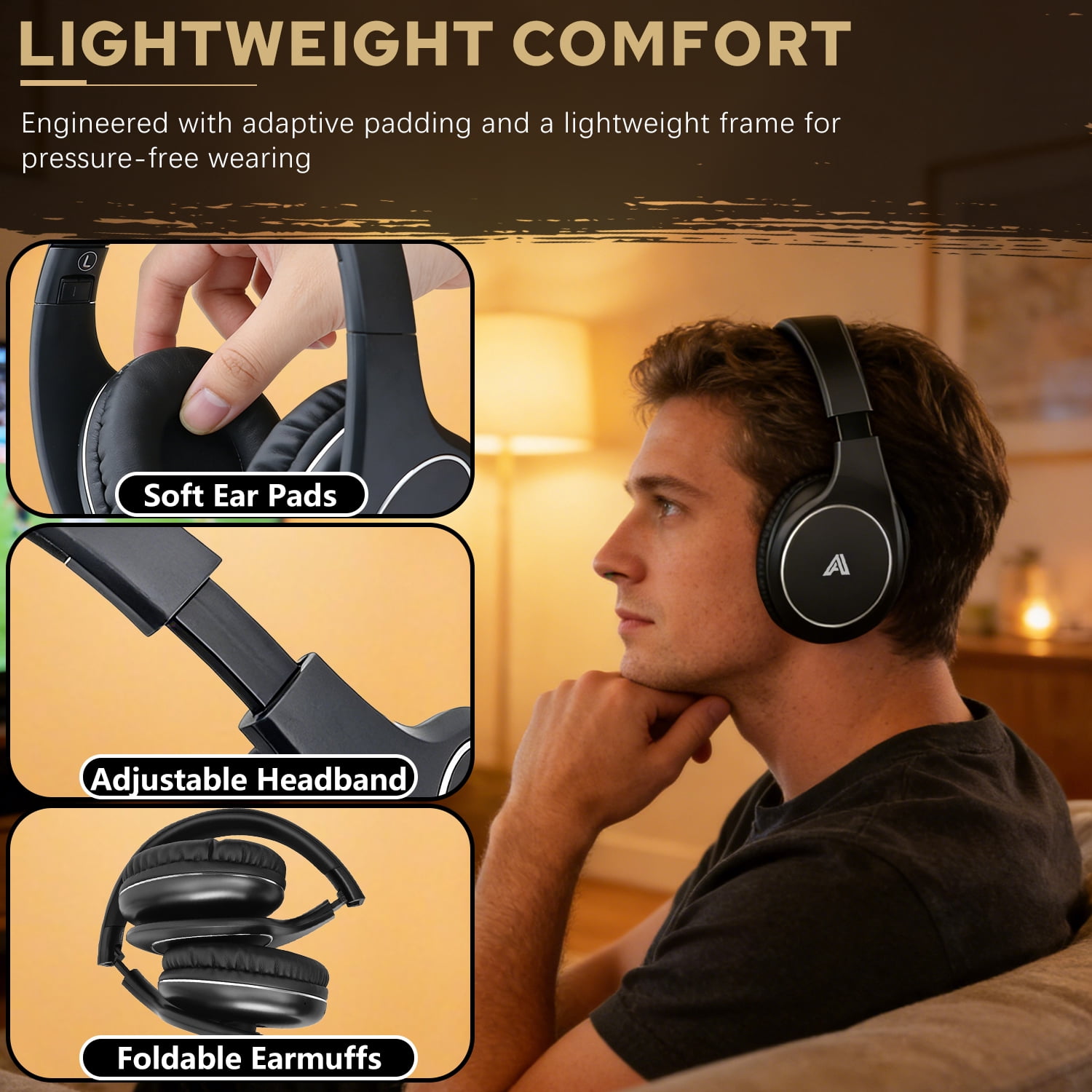 Tv Headsets Wireless Tv Headphones for tv Watching with Transmitter Stereo Earphones Wired with 2.4GHz RF Transmitter Optical RCA AUX FM Radio 100ft for Seniors Watching Home TV Game Computer