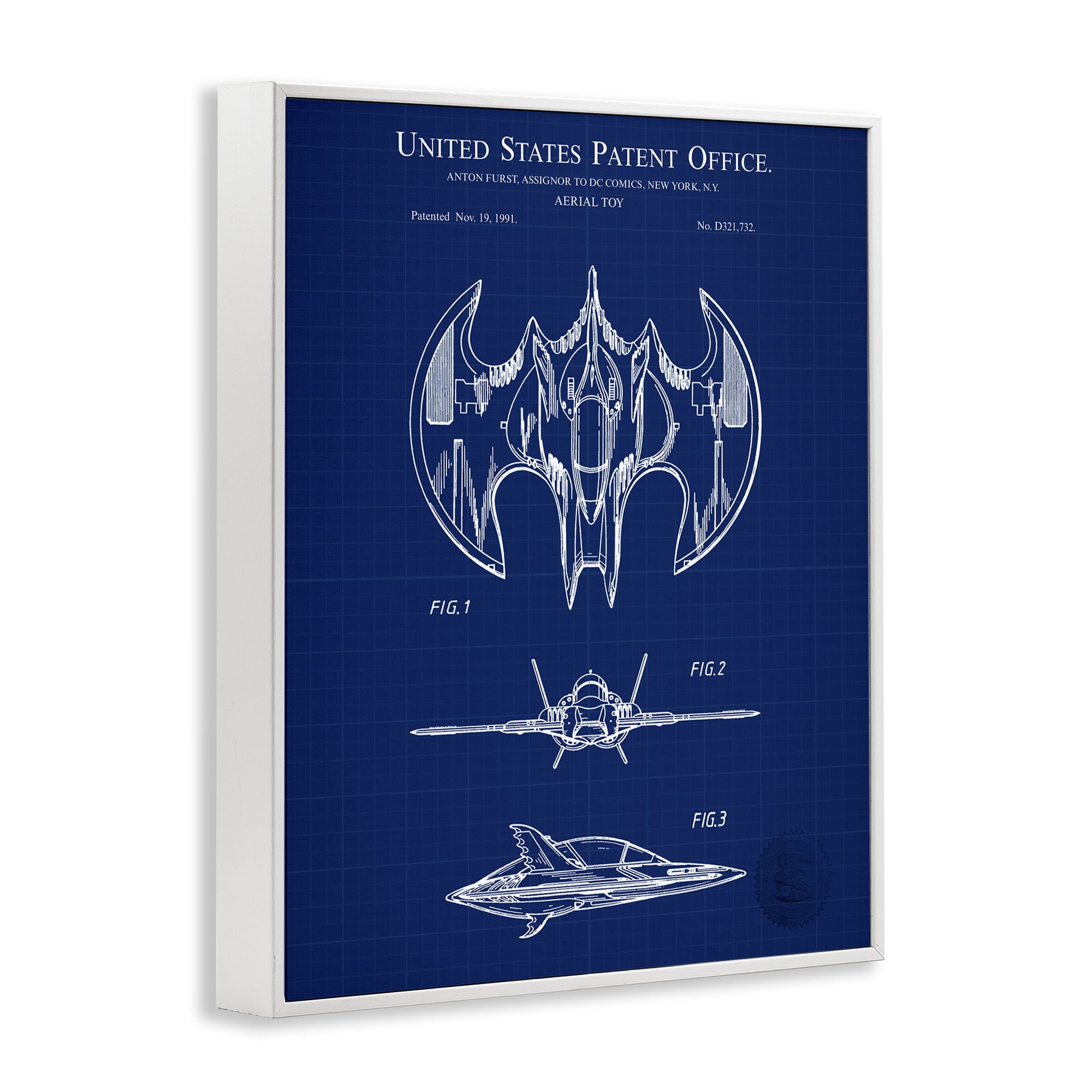 Stupell Industries Aerial Toy Blueprint Transportation Painting White Framed Art Print Wall Art, 11 x 14