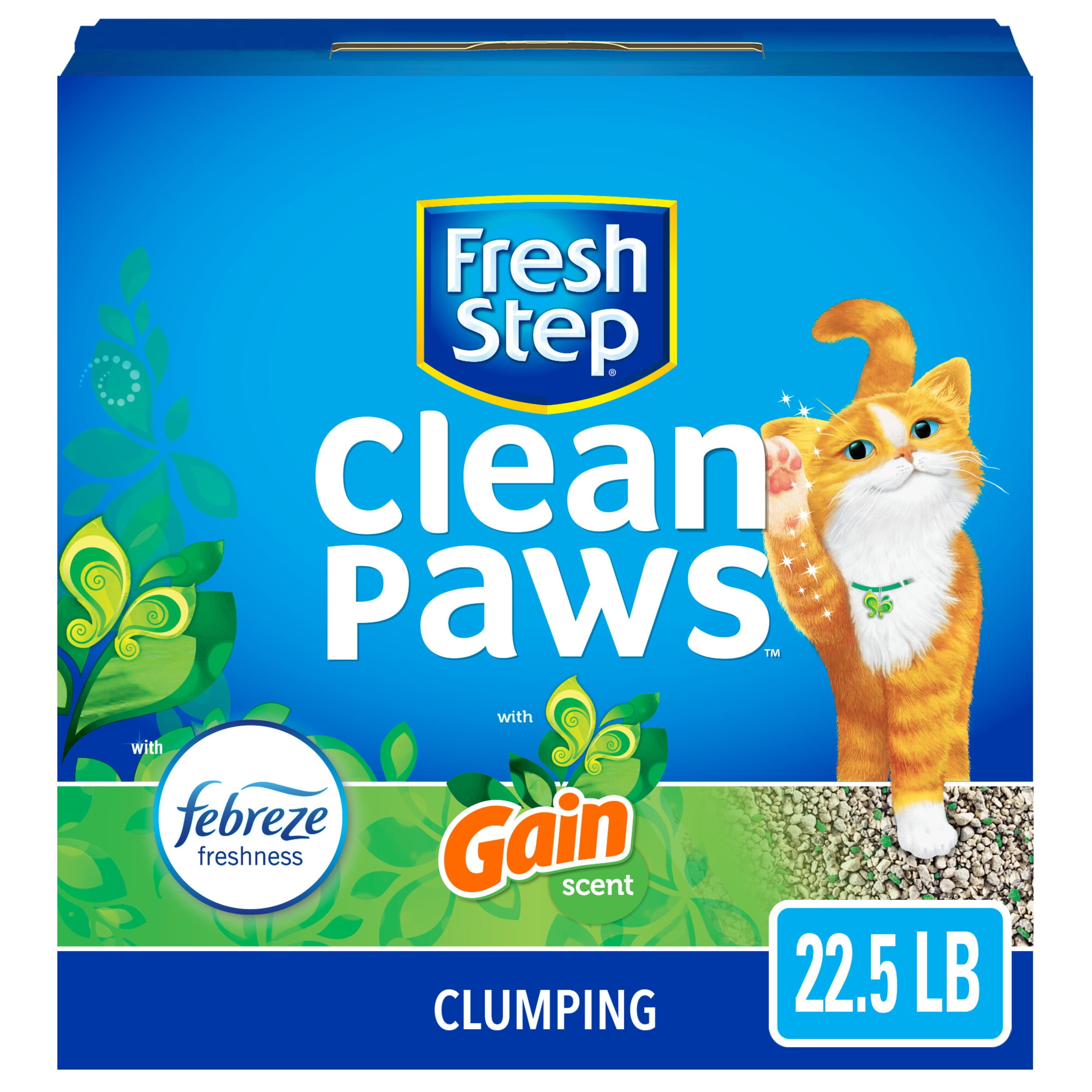 Fresh Step Clean Paws Litter with Febreze and Gain, Clumping Cat Litter