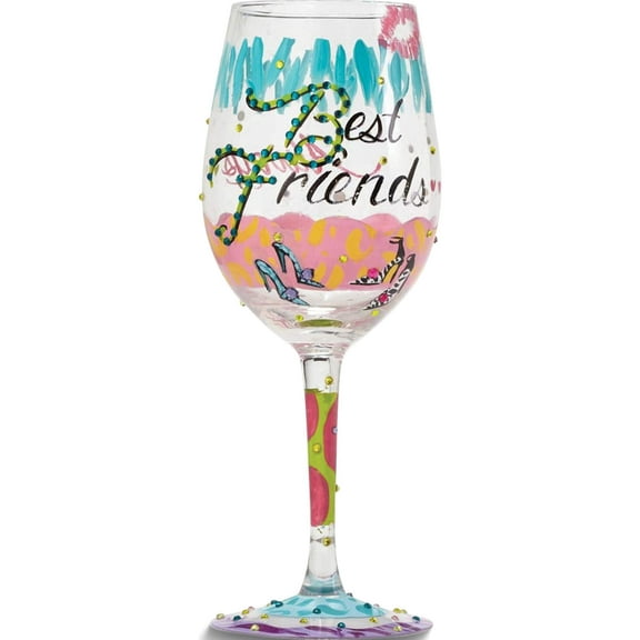 Fashion Lolita Best Friends Always Wine Glass (3.25 X 3.25) Made In China gm19421
