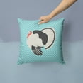 thumbnail image 2 of Royal Palm Turkey Blue Check Fabric Decorative Pillow, 2 of 4