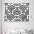 thumbnail image 1 of Mandala Tapestry, Symmetrical Oriental Mandala Pattern Asian Ethnic Lace Like Ornamental Design, Wall Hanging for Bedroom Living Room Dorm Decor, 80W X 60L Inches, Black and White, by Ambesonne, 1 of 2