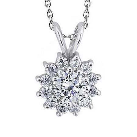 Harry Chad Enterprises 63717 2.20 CT Diamond Pendant Star Burst Necklace, 14K White Gold