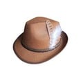 thumbnail image 4 of Fedora Hats for Men Decorative Trilby Hat Fashion Jazz Cap Costume Accessory Brown, 4 of 9