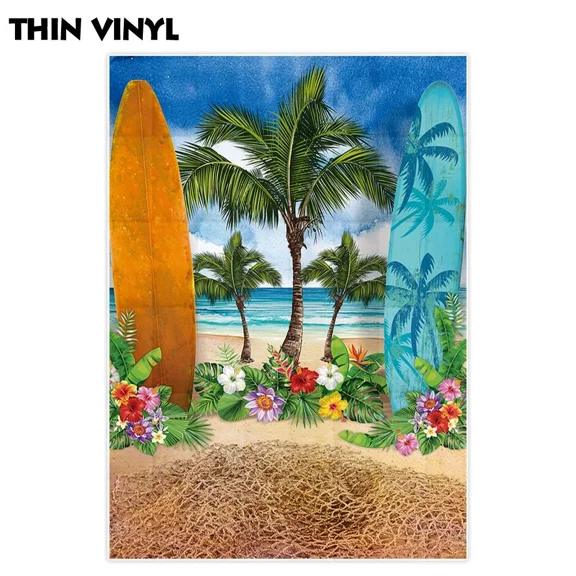 Allenjoy Tropical Sea Beach Background For Photography Vinyl Sky Palm Tree Summer Holiday Nature Scenery Photo Studio Backdrop