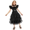 thumbnail image 4 of KAWELL Wednesday Addams Robe de Costume pour Filles Wednesday Costume de Cosplay Tenue d'Halloween pour 5-12 Ans, 4 of 6