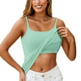 thumbnail image 4 of HOCIRET Tank Tops with Built in Bra for Women Adjustable Spaghetti Strap Cami Sleeveless Summer Tops Mint Green 2XL, 4 of 5