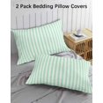 thumbnail image 3 of Green White Stripe Pillow Covers King Size 2 Pack, Modern Minimalist Geometric Striped Soft Bed Throw Pillowcases Breathable Cooling Long Lumbar Body Pillow Sham Cover for Bed Sofa 20''x36'', 3 of 7