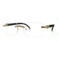 thumbnail image 3 of OG Rhinestone Stud Rimless Rectangle 90s Hip Hop Rapper Gold Black Clear Lens Eyeglasses, 3 of 4