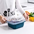 thumbnail image 4 of 3 in1 Kitchen Colander with Lid- Plastic Double-layer Fruit and Vegetable Strainer Bowl Sets /Storage, For Mixed Grain Cleaning, Drainage and Fresh-Keeping (2, Blue), 4 of 5